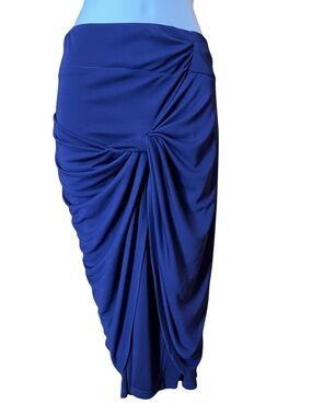 Robert Rodriguez Royal Blue Draped Knot Midi Skirt